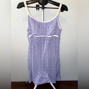 Catalina Womens sz L Tankini Blue Trellis Adjustable Strap Swim Suit